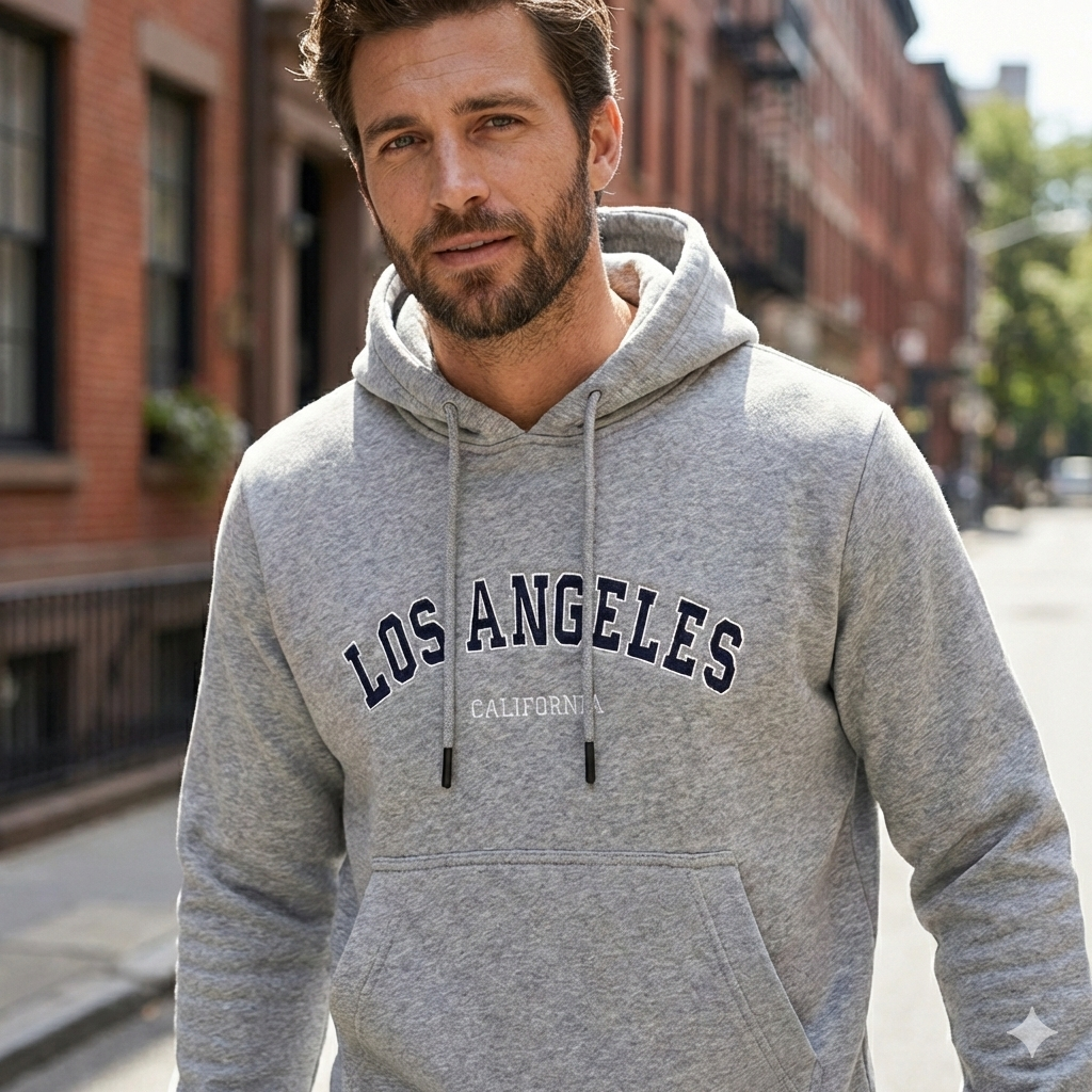 Classic Los Angeles Hoodie – Heather Grey (Runs small, Size up 1-2 sizes)
