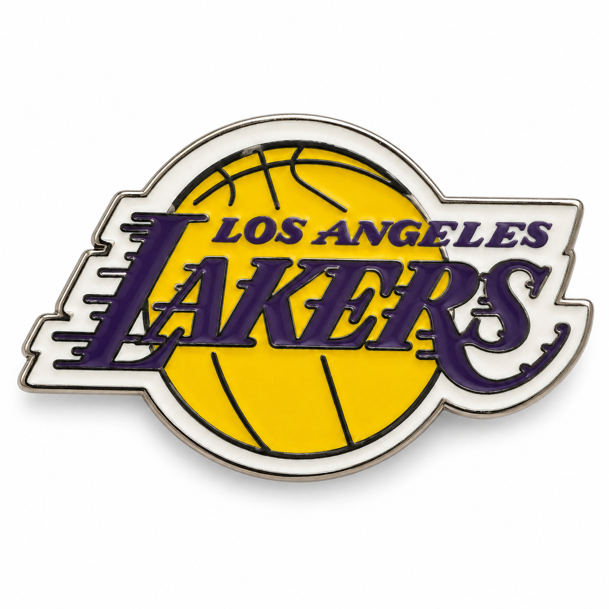 Los Angeles Lakers Logo Enamel Pin on a white studio background