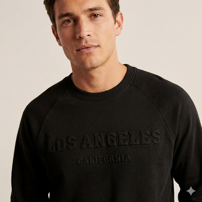 Stealth Black Embossed LA Crewneck