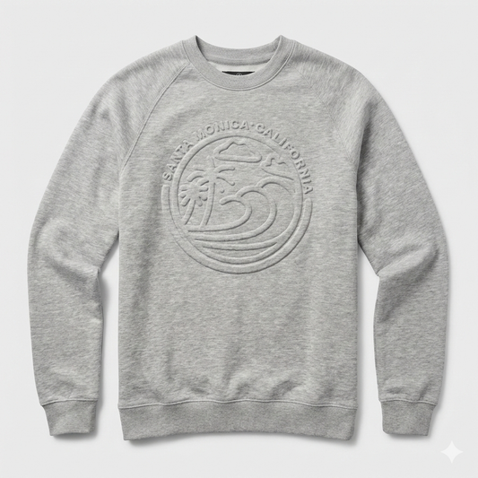 Coastal Embossed Emblem Crewneck - Heather Grey