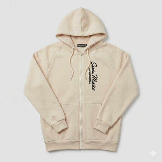 Santa Monica Script Full-Zip Hoodie - Sand
