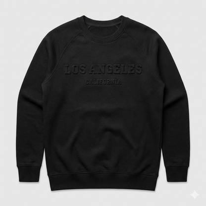 Stealth Black Embossed LA Crewneck