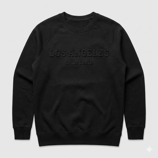 Stealth Black Embossed LA Crewneck