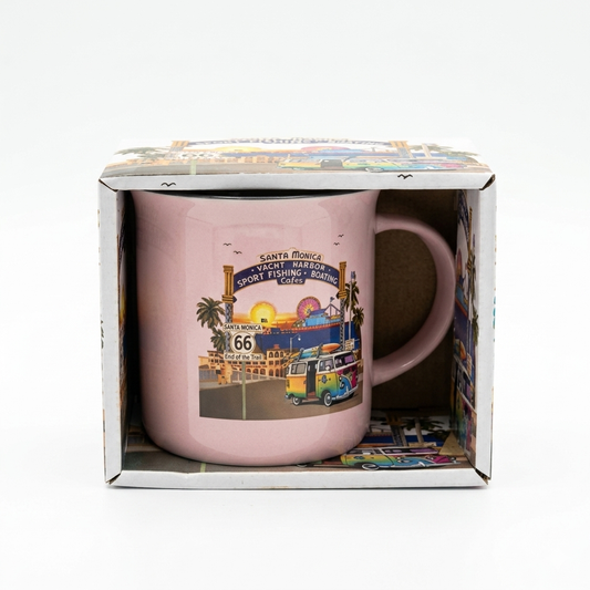 Santa Monica Pier & Surf Van Mug – Pink
