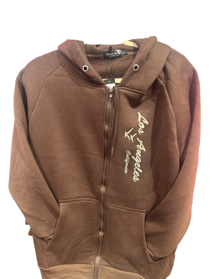 Brown Zip-Up Hoodie – Los Angeles California