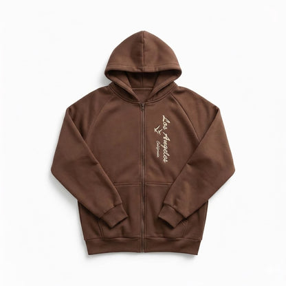 Brown Zip-Up Hoodie – Los Angeles California