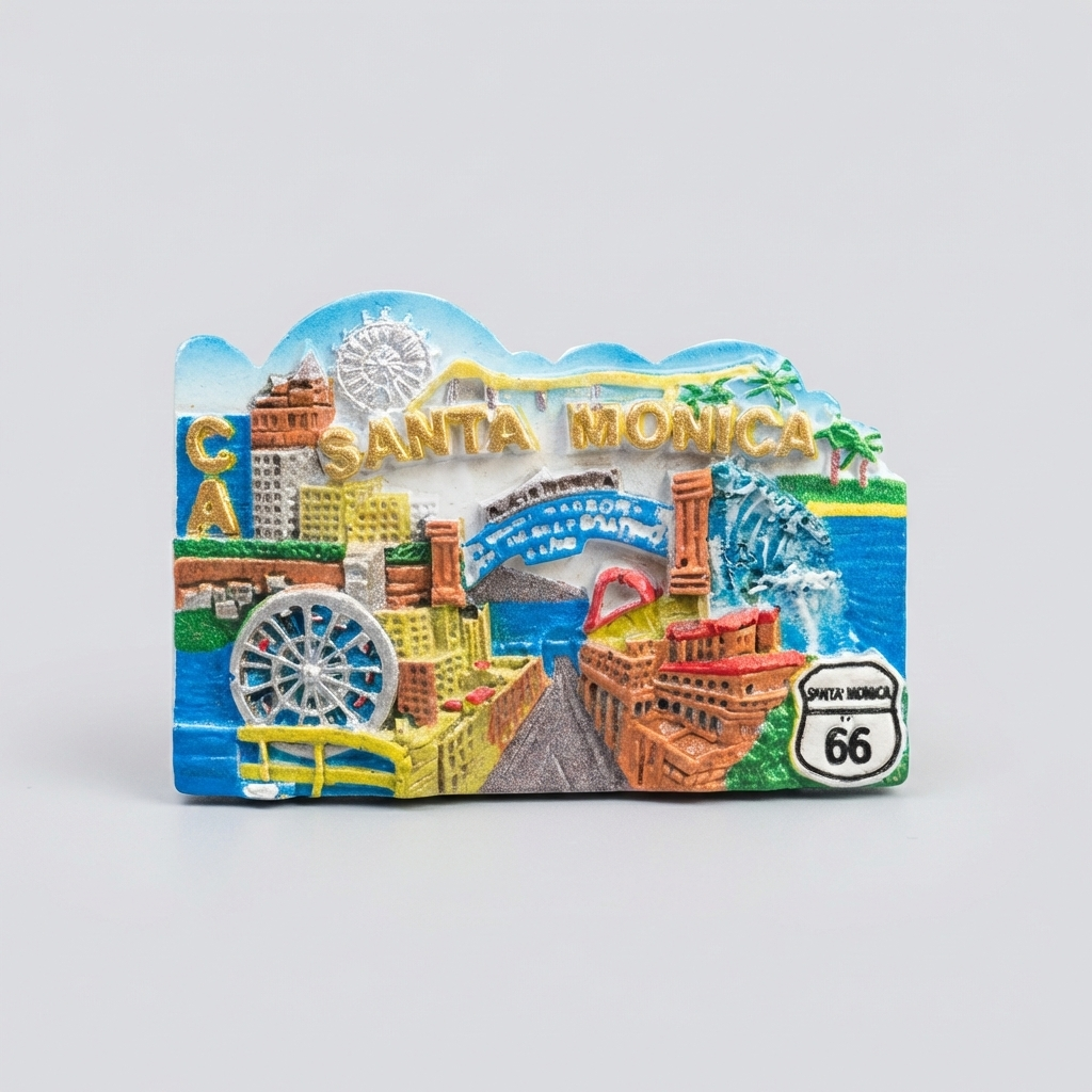Santa Monica CA 3D Pier & Route 66 Magnet